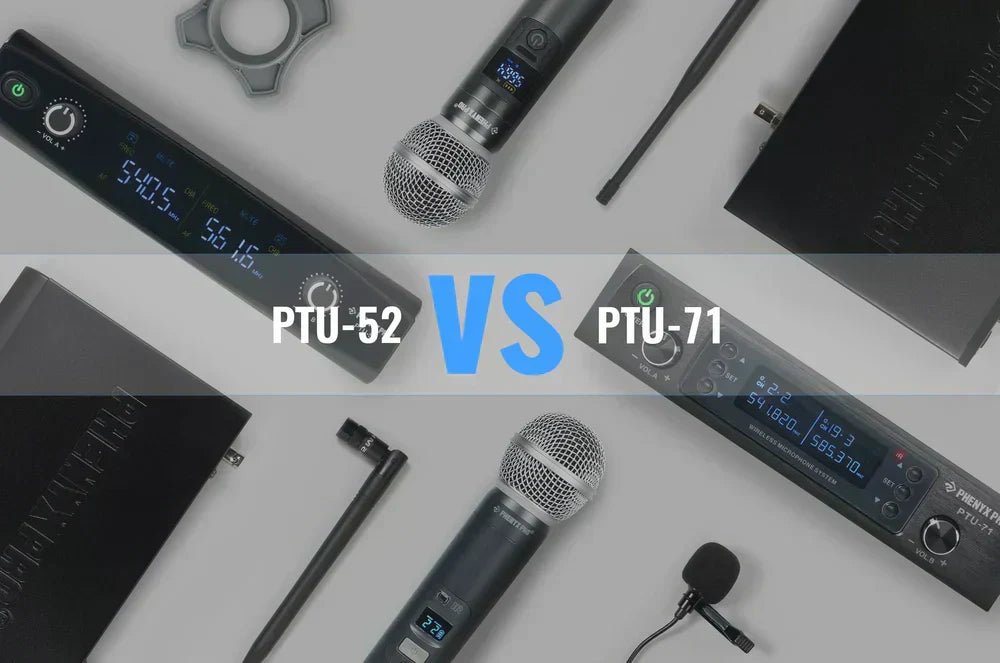 Phenyx Pro PTU-52 and PTU-71 wireless microphone systems compared