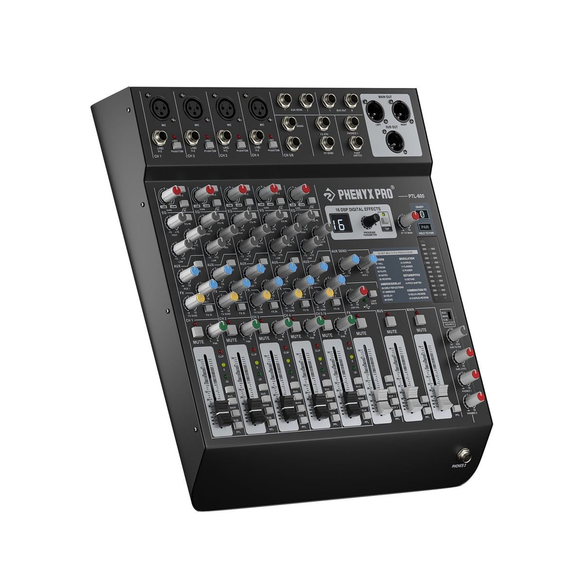 PTL-600 Audio Mixer – 6-Channel with 16 DSP Effects | Stocked in AU